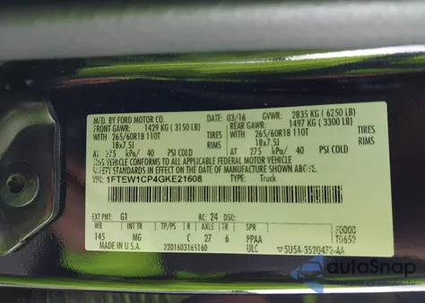 2016 Ford F-150 Xlt z USA, uszkodzony, nr VIN 1FTEW1CP4GKE21608